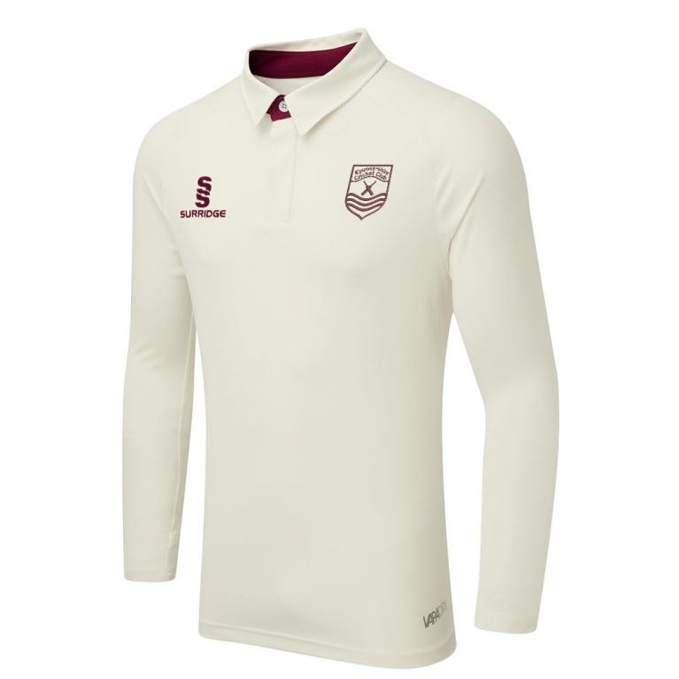 Kinross-Shire CC - Ergo Long Sleeve Maroon Trim Shirt
