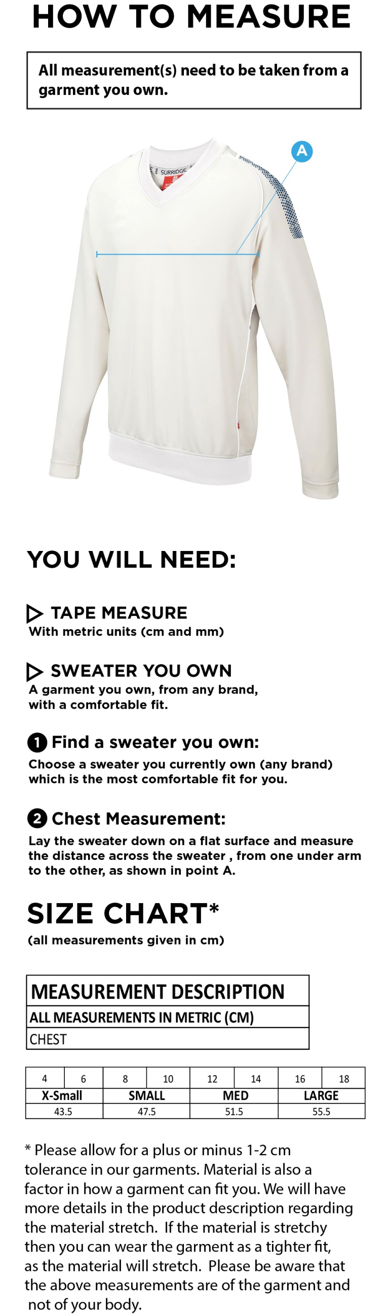 KINROSS-SHIRE CC BLAST LONG SLEEVE WOMEN'S SWEATER - Ivory - Size Guide