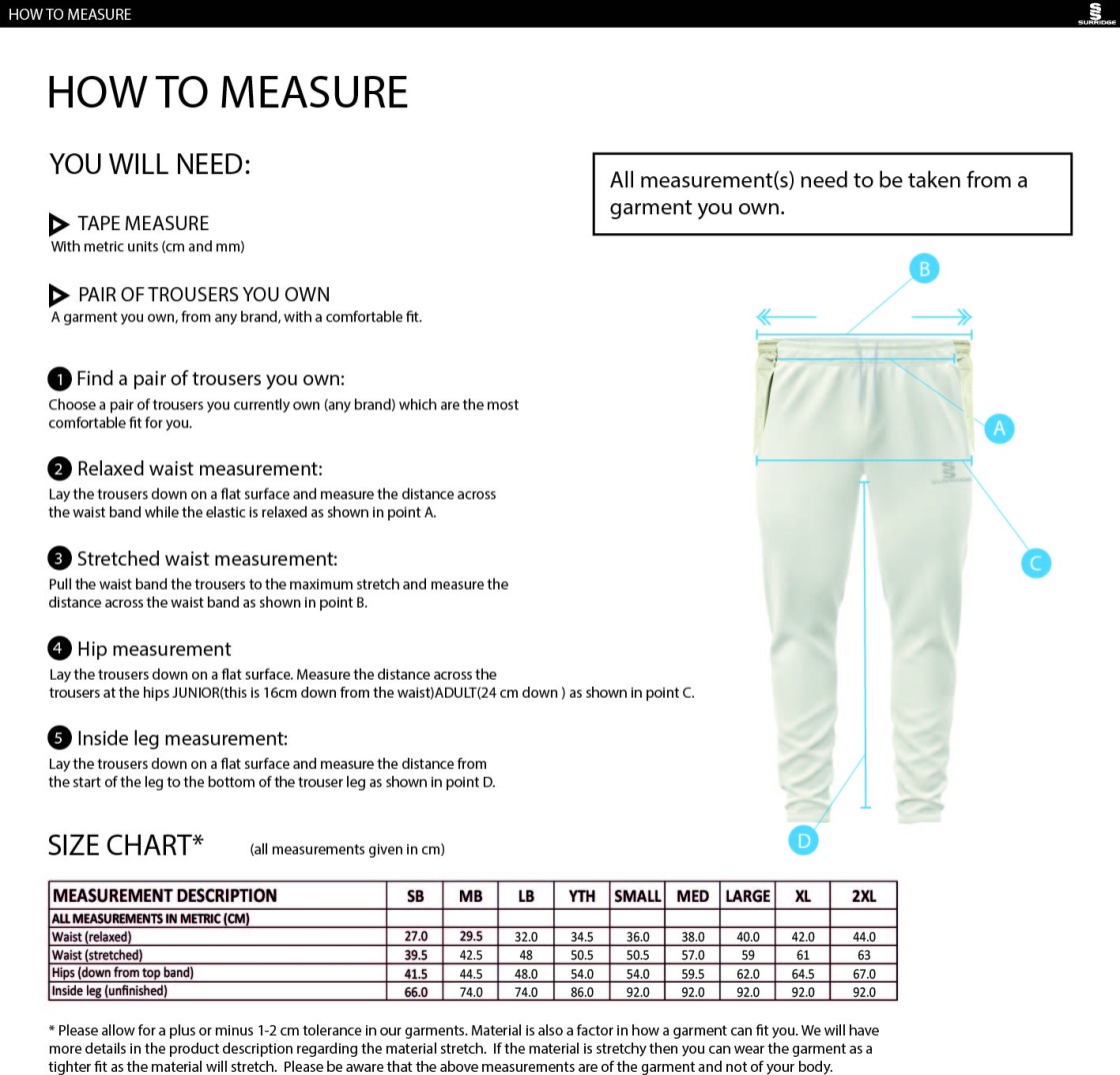 Kinross-shire CC - Ergo Playing Pant - Size Guide