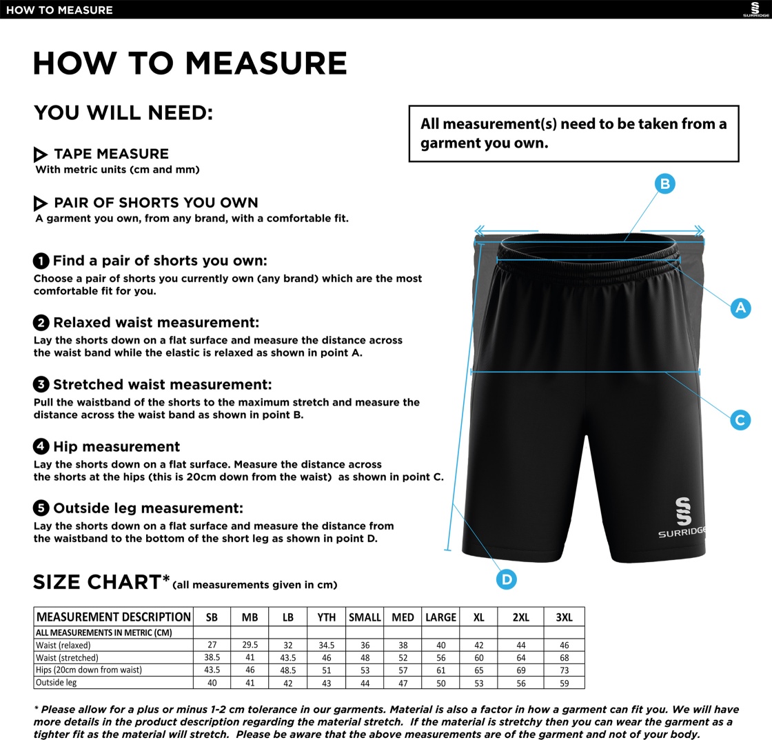 Kinross-shire CC - Blade Shorts - Size Guide