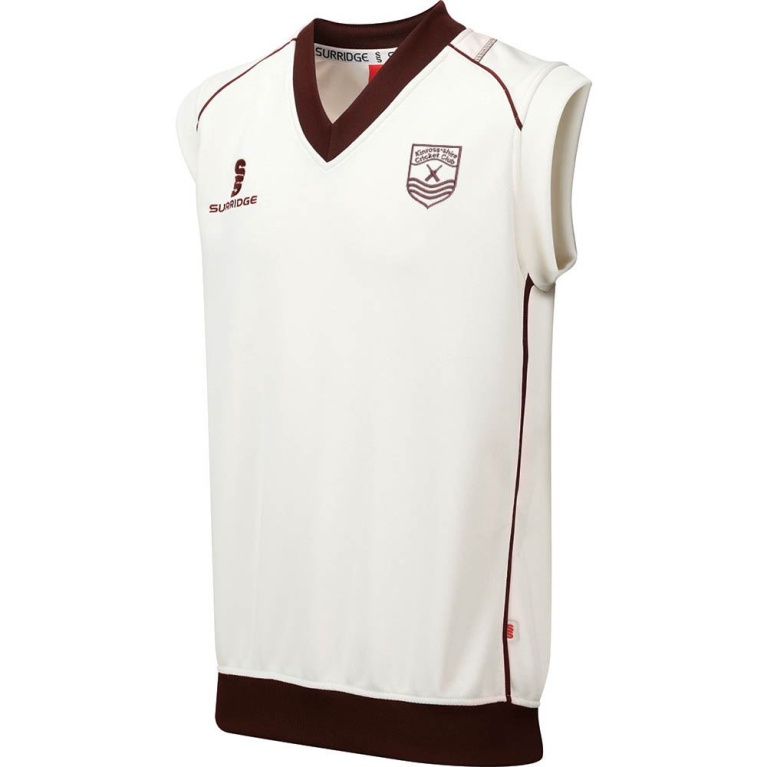 Kinross-shire CC - Sleeveless Sweater Maroon Trim