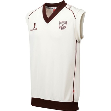 Kinross-shire CC - Sleeveless Sweater Maroon Trim